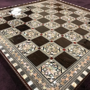 M04 Egyptian handmade Chess board ,handcraft inlaid mother of pearl 16.8 inch