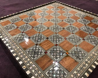 M07 Egyptian handmade Chess board ,handcraft inlaid mother of pearl 16.8 inch