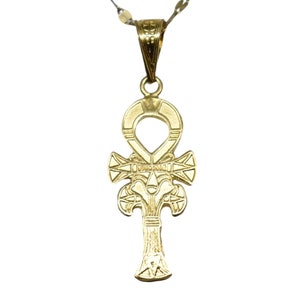 11m ancient Egyptian Jewelry Ankh Cross Key of Life 18K Gold Pendant necklace