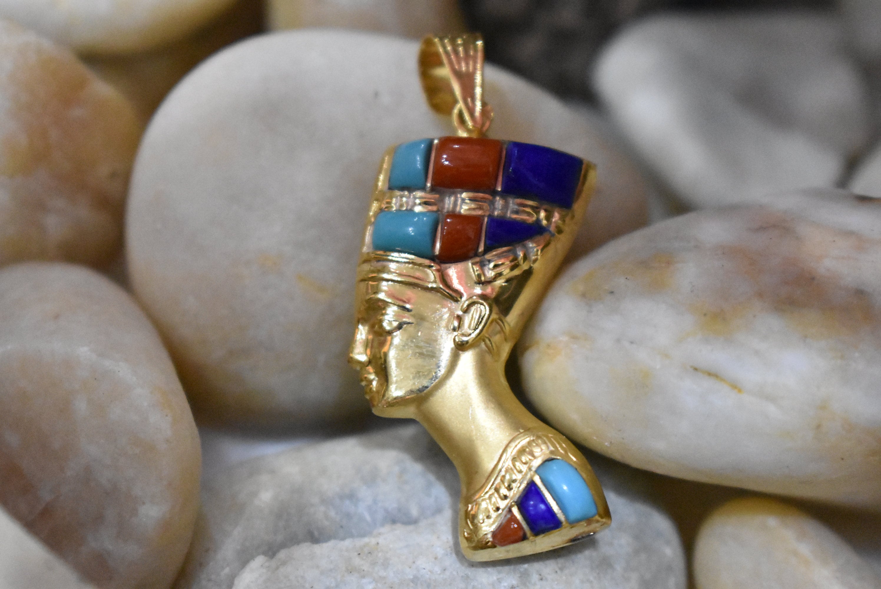 10K Gelbgold Diamantschliff ägyptischer Pharao Kopf