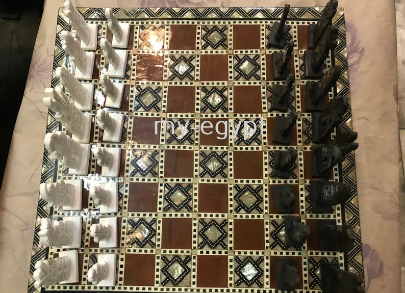 Egyptian hand craft Chess set Pieces Real Carved Camel ...