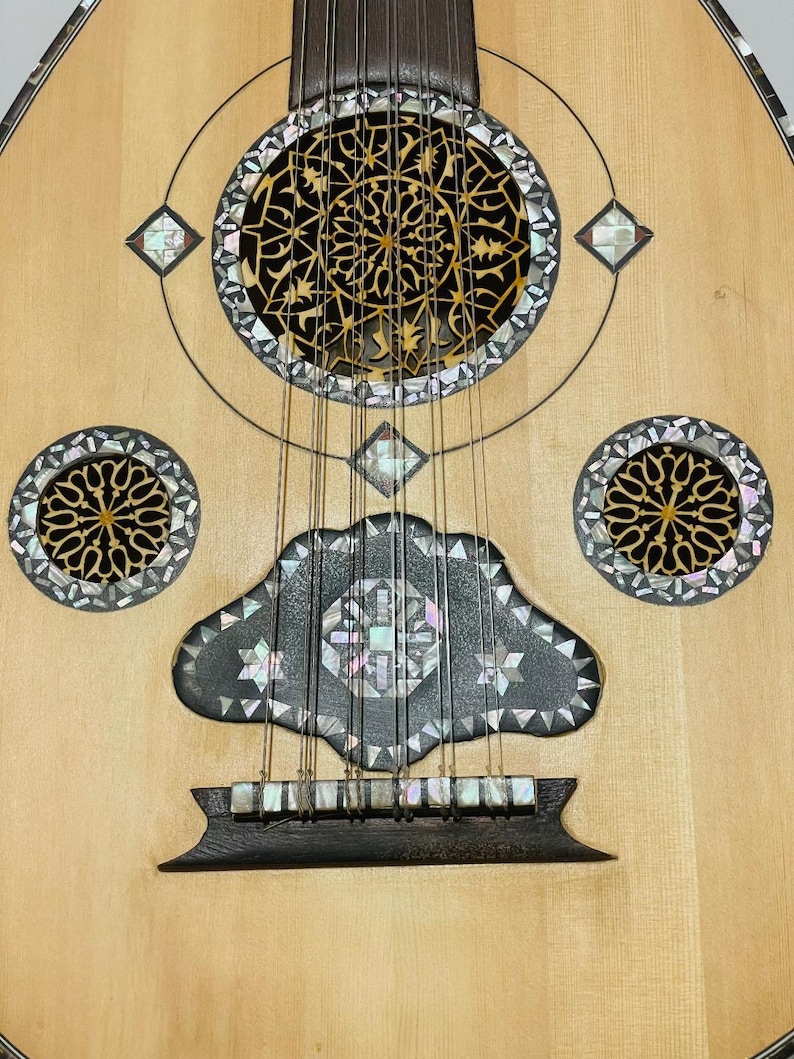 M22 Egyptisch-Arabisch blauw parelmoer OUD Klassieke geavanceerde/professionele UD met gratis harde etui/gewatteerde tas/2 plectrum afbeelding 3