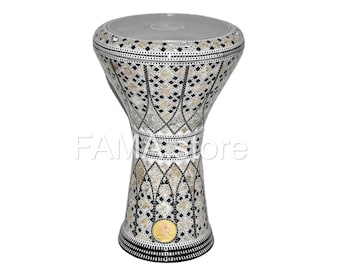 12m 17 inches Drum Darbuka tabla doumbek mother of pearl Gawharet El fan free bag , extra head and tuning tool  Egyptian hand made