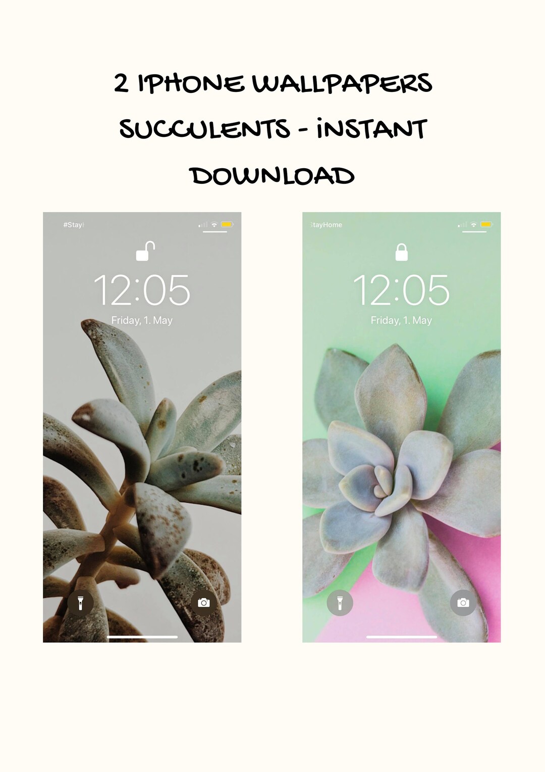 SUCCULENT iPhone WALLPAPERS - Set of 2 - Instant Download - Etsy