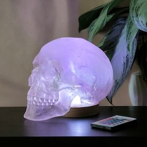 Human Skull table Lamp, Skull light, 3D printed anatomical skull, gothic gift, Colour Changing Lamp, Halloween decor, bedside lamp