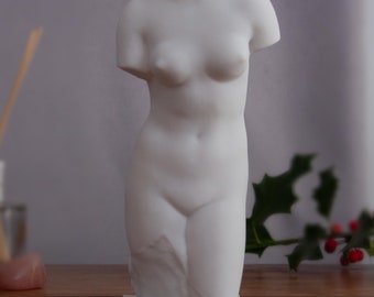 Statue de torse d'Aphrodite : décoration de déesse de l'amour en résine blanche imprimée en 3D (20 cm)
