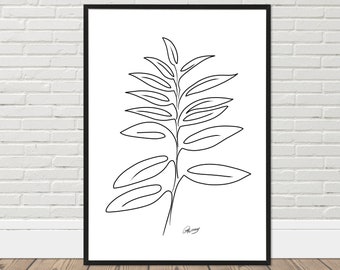 Leaf Print| Line Art | Botanical Art| Abstract Drawing Print| Home Decor| Wall Art| Art Wall Hanging| Wall Décor| Minimalist Print