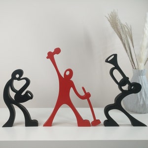 Abstract Saxophonist, Trumpeter and Singer, Single-line sculpture, Minimalist Art, 3D printed gift,Home Office Decor, Shelf Decor,music gift