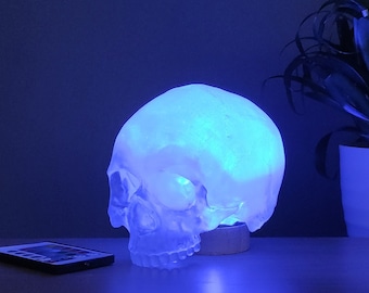 Human Skull Desk LED Lamp, Skull light, 3D printed, modern home decor, gothic gift, Colour Changing Led Lamp, Halloween decor