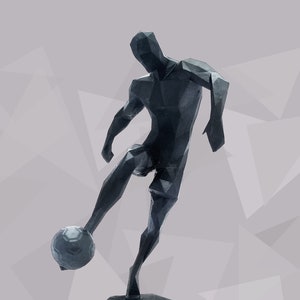 Soccer Player Figurine, Geometric Footballer Sculpture,Male Athlete, Sports Room Decor, Soccer Gift, Football gift for him, Fathers day gift Black