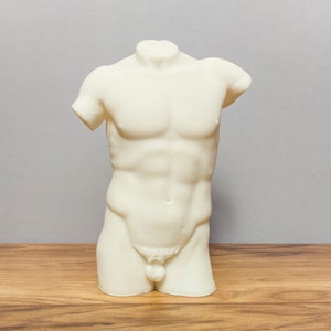 White Male Torso Sculpture: Ancient Greek Replica, 3D Printed (9 Inches)