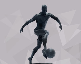 Figurine de joueur de football, sculpture géométrique de footballeur, athlète masculin, décoration de salle de sport, cadeau de football, cadeau football pour lui, cadeau fête des pères