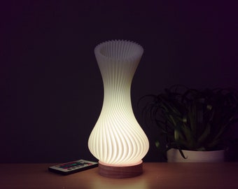 3D gedruckte Waves Tischlampe: mehrfarbiges dimmbares LED Licht