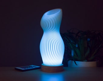 Waves Table Lamp, minimalist lamp, multicolored, 3D printed, home decor, office/home lighting, decorative light with remote and USB cable