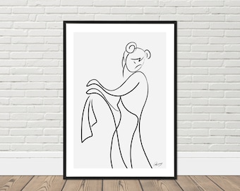 Abstract Female Figure Line Art Print: Minimalist Wall Decor