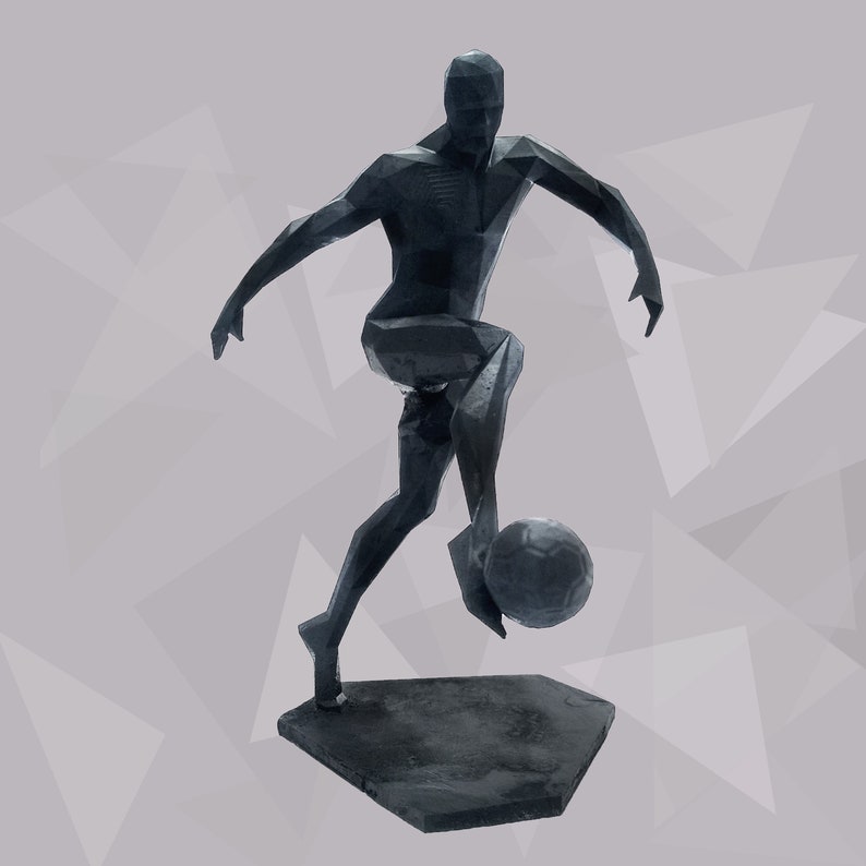 Soccer Player Figurine, Geometric Footballer Sculpture,Male Athlete, Sports Room Decor, Soccer Gift, Football gift for him, Fathers day gift image 1