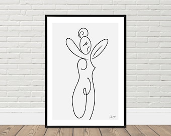 Abstract Woman Line Art Print: Minimalist Home Decor