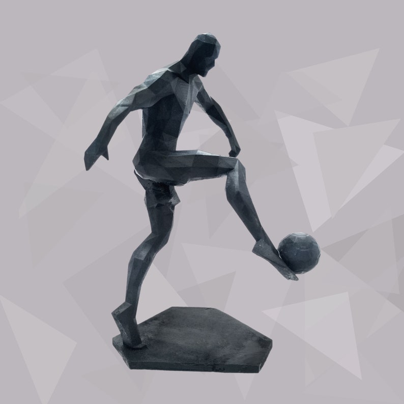 Soccer Player Figurine, Geometric Footballer Sculpture,Male Athlete, Sports Room Decor, Soccer Gift, Football gift for him, Fathers day gift image 6