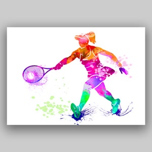 Girl Tennis Player Watercolor Art Print Tennis Sport Art Wall Hanging Tennis Wall Décor Tennis Poster zdjęcie 3