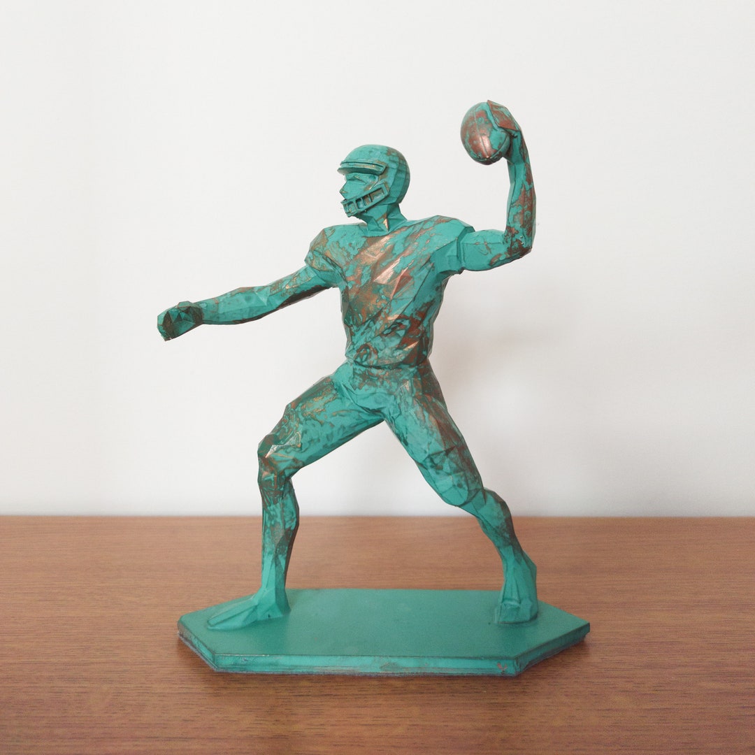 3D Printed Rugby Player Figurine: Modern Geometric Sports Sculpture ...