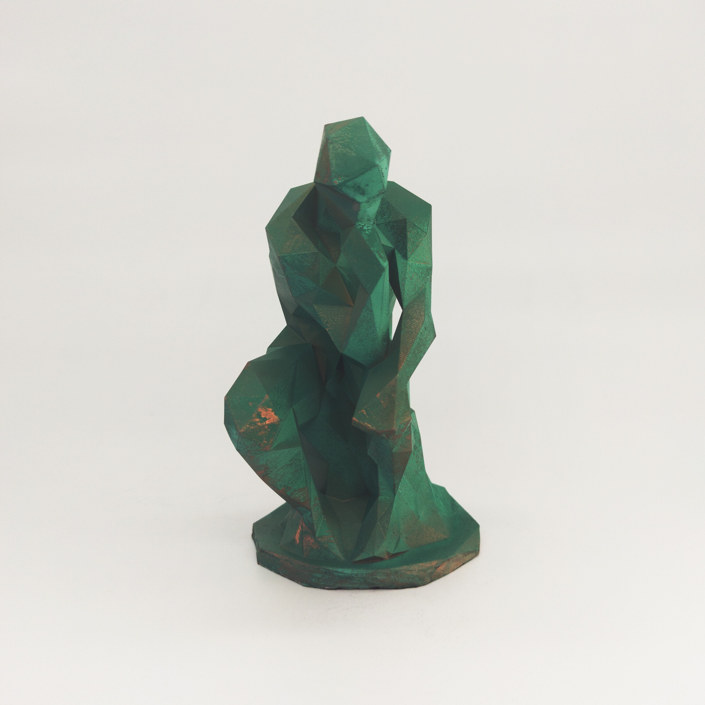 Geometric Thinker Statue - Low Polygon Rodin-inspired 3D