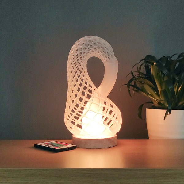 Klein Bottle Desk Lamp, multicolored, 3D printed, modern home decor, office/home lighting, science, maths abstract gift