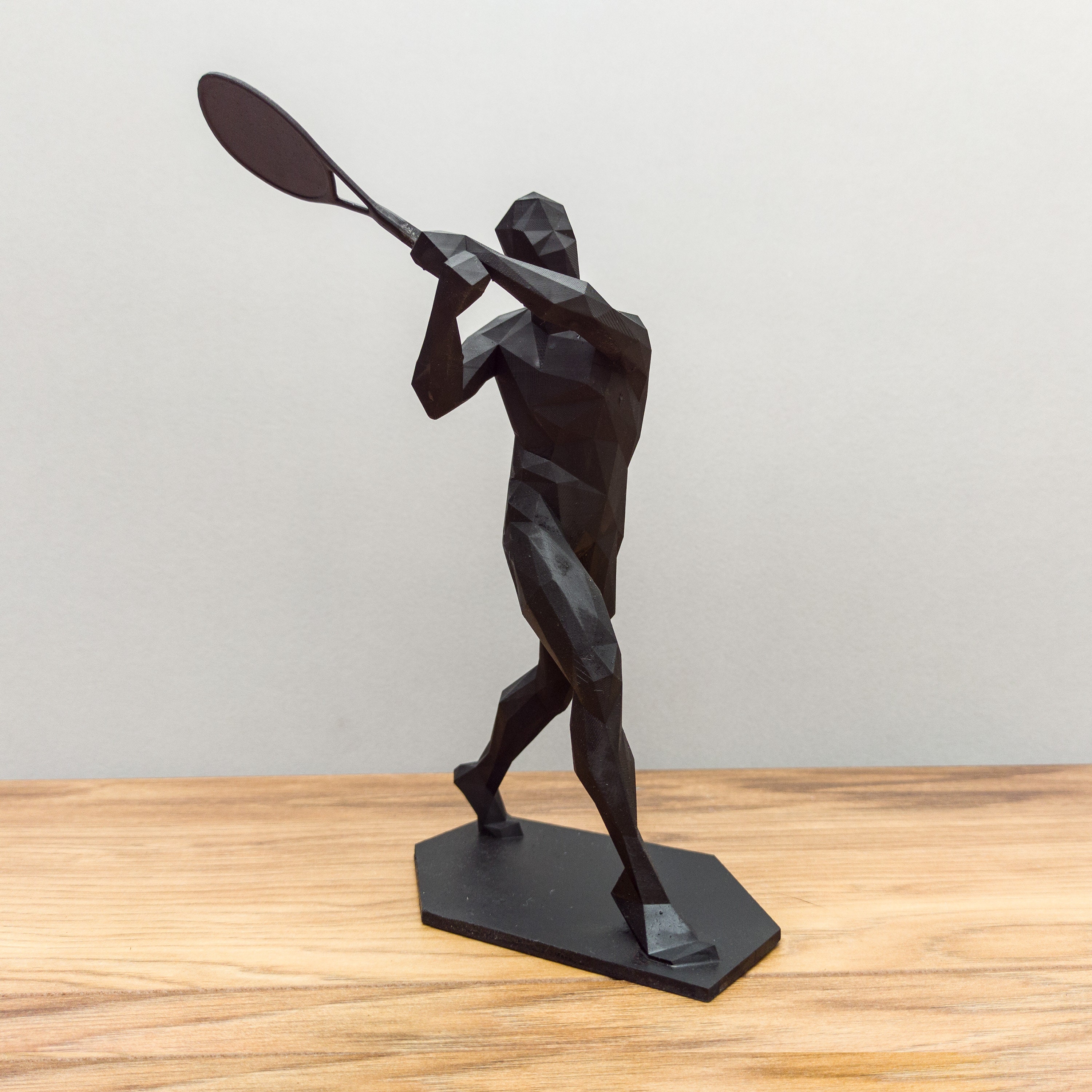 Tennis Player Figurine Geometric Tennis Sculpture Male Etsy