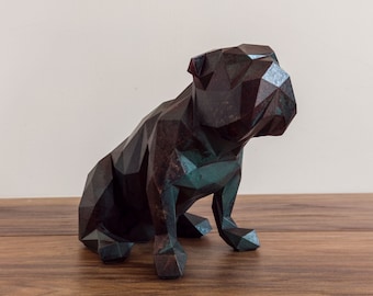 Figura de bulldog francés impresa en 3D: decoración de perro con arte de baja poligonización