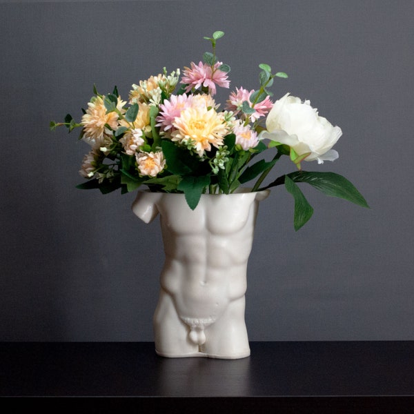 Male Body Vase, Nude Man Torso, Modern decor,Erotic Male Sculpture, 3D printed vase, home decor, gift for her