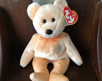 Dearest Ty Beanie Baby Mothers Day Peach Teddy Bear MWMT Birthday May 8 2000 for sale online