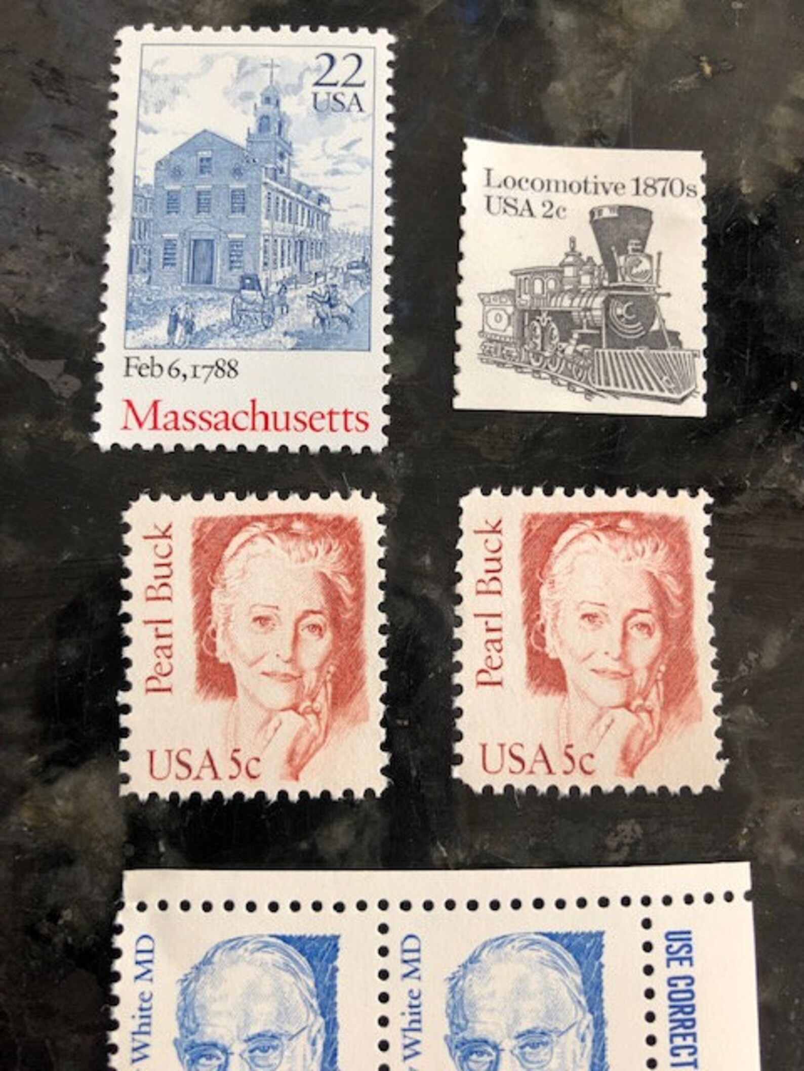 10 Collectible U.S. Postage Stamps, Pearl Buck 5 Cent, 1870