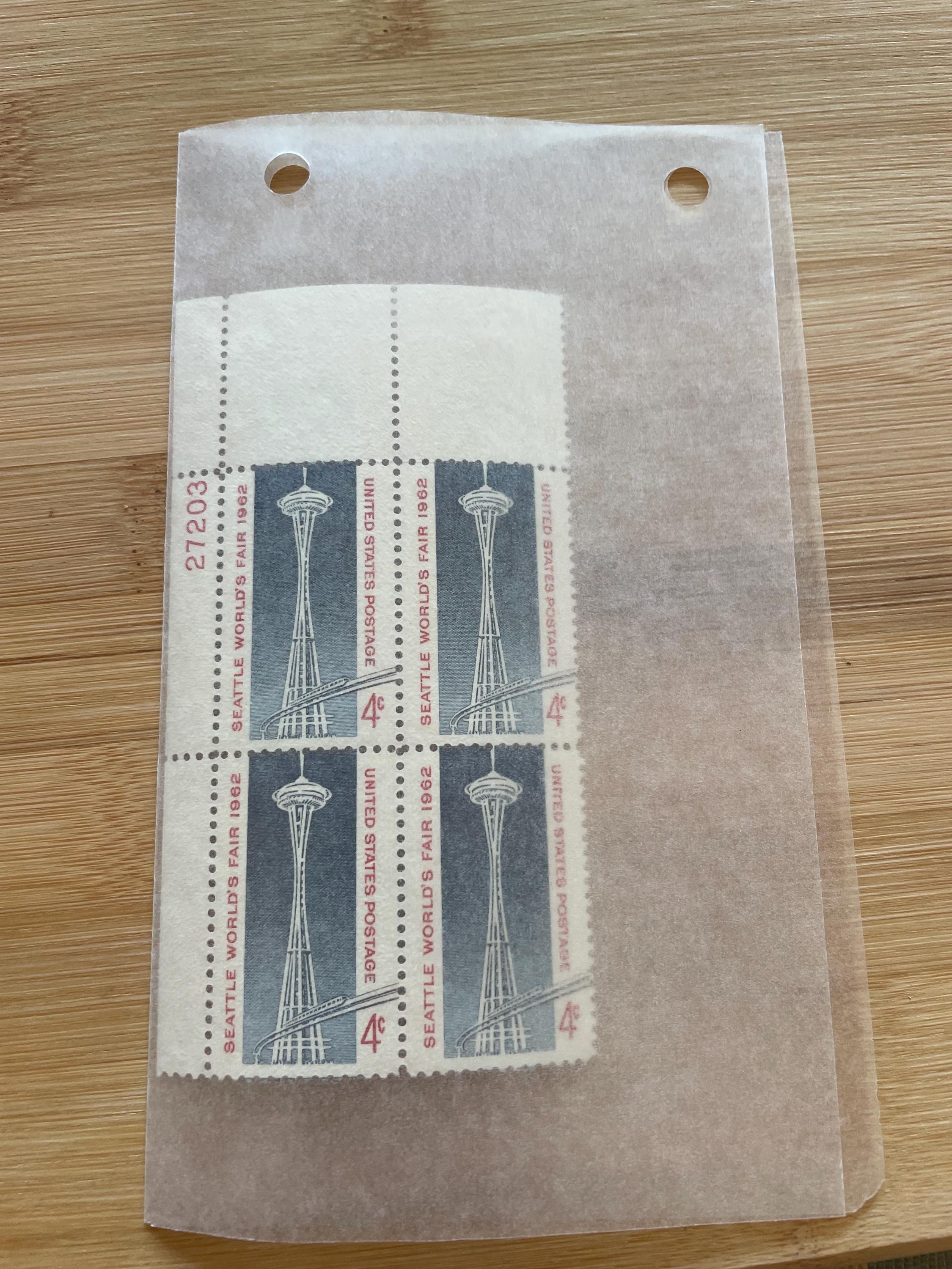 Vintage Seattle Worlds Fair 1962 Space Needle U.S. Postage Stamps