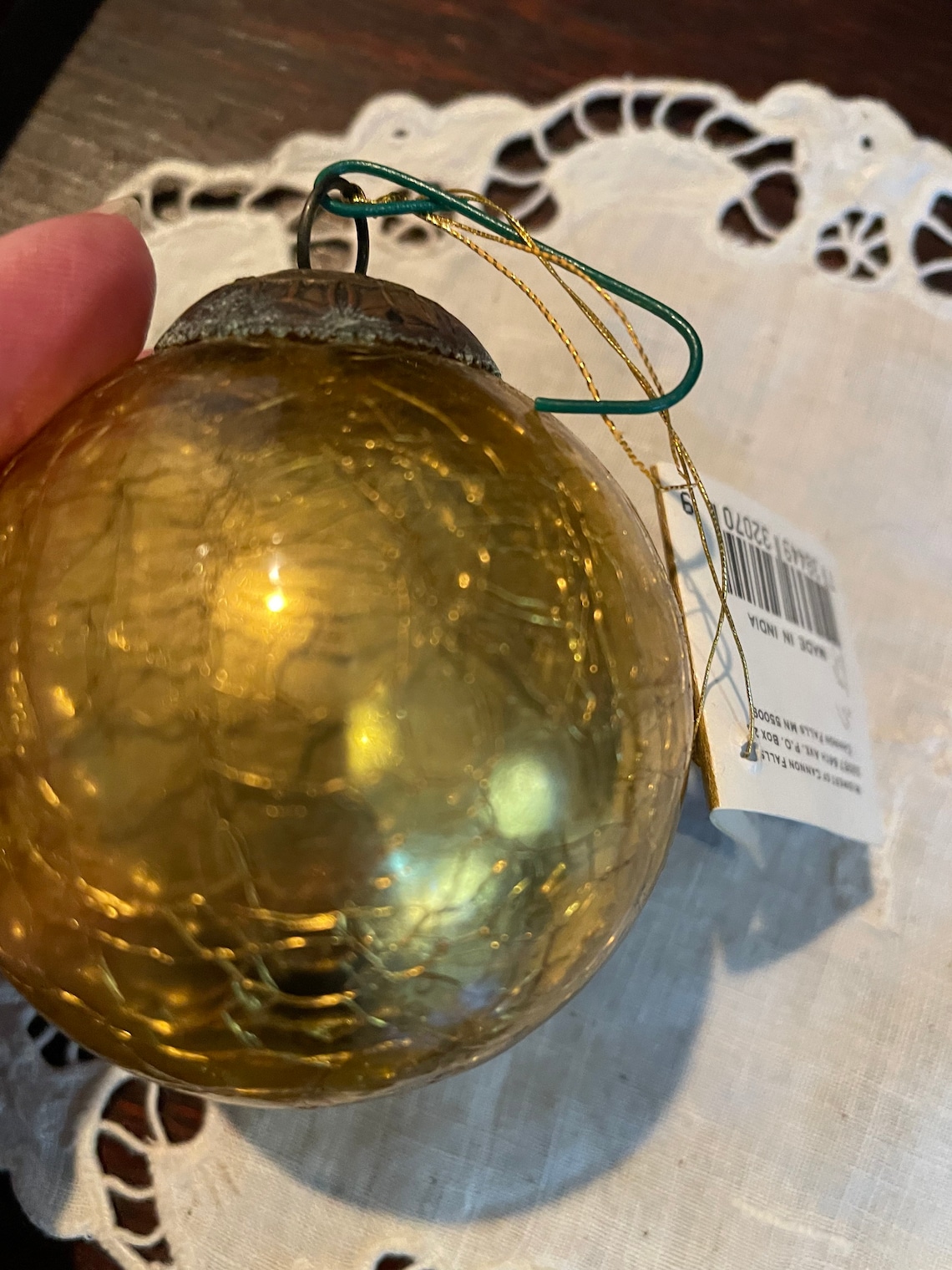Vintage Gold Kugels Crackled Glass Christmas Ornament Midwest Etsy