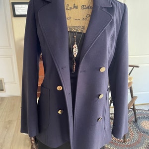 Vintage 90&#39;s Blazer, Navy Blue with Shoulder Pads, H & M Brand, Size 6