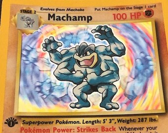 Pokemon Machamp Edition 1 Holographic Trading Card, Wizards of the