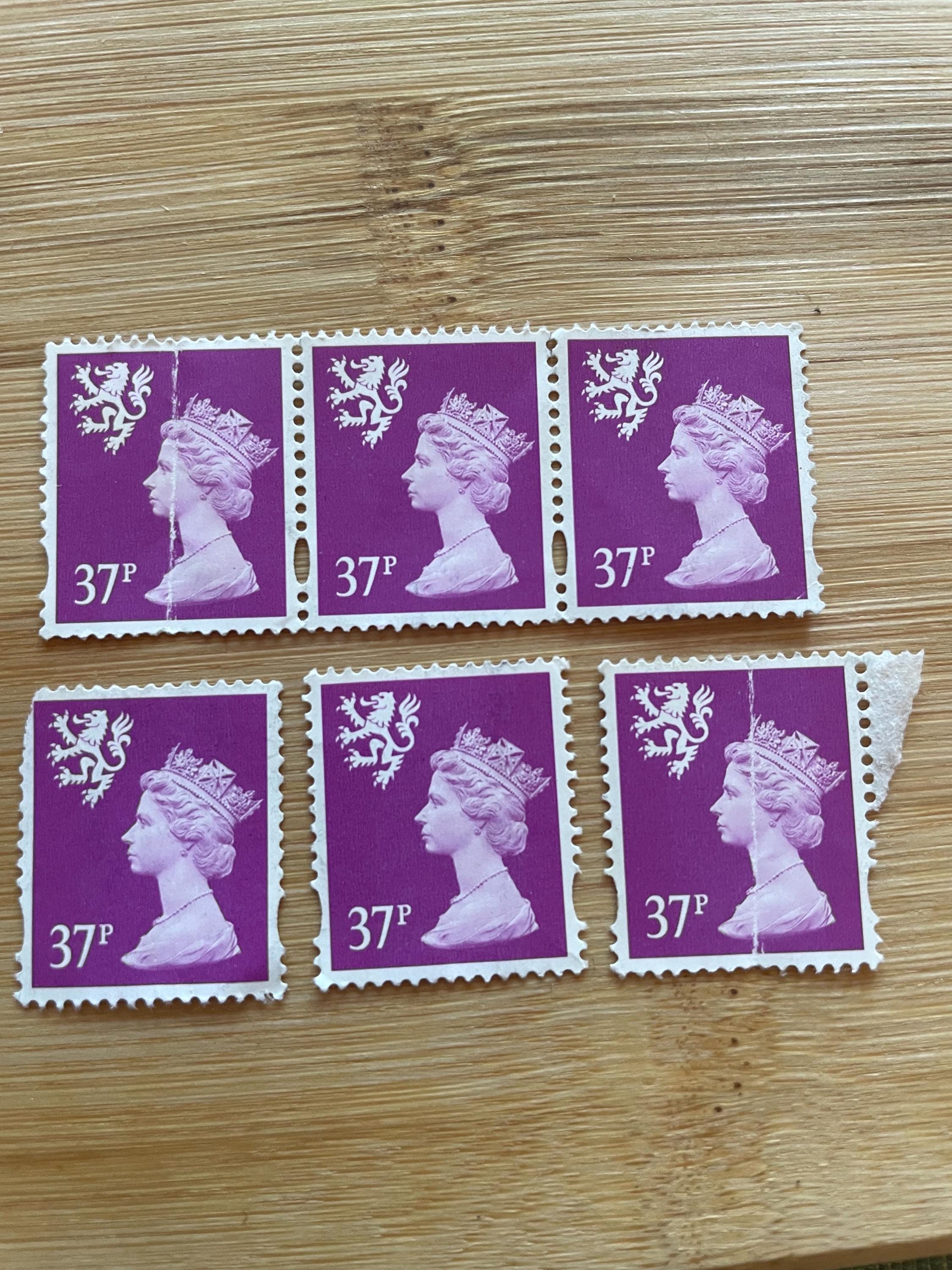 Vintage Queen Elizabeth II Scottish Postage Stamps, 37 Pence