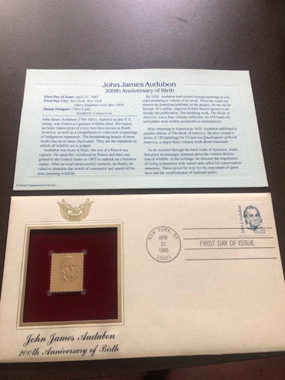 U. S. Postage Stamp, John James Audubon Gold Stamp 200th