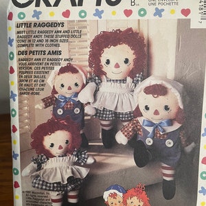 Vintage Raggedy Ann and Andy Pattern, McCalls Crafts, Little Raggedys Pattern 5418, 1991-New, Never Cut