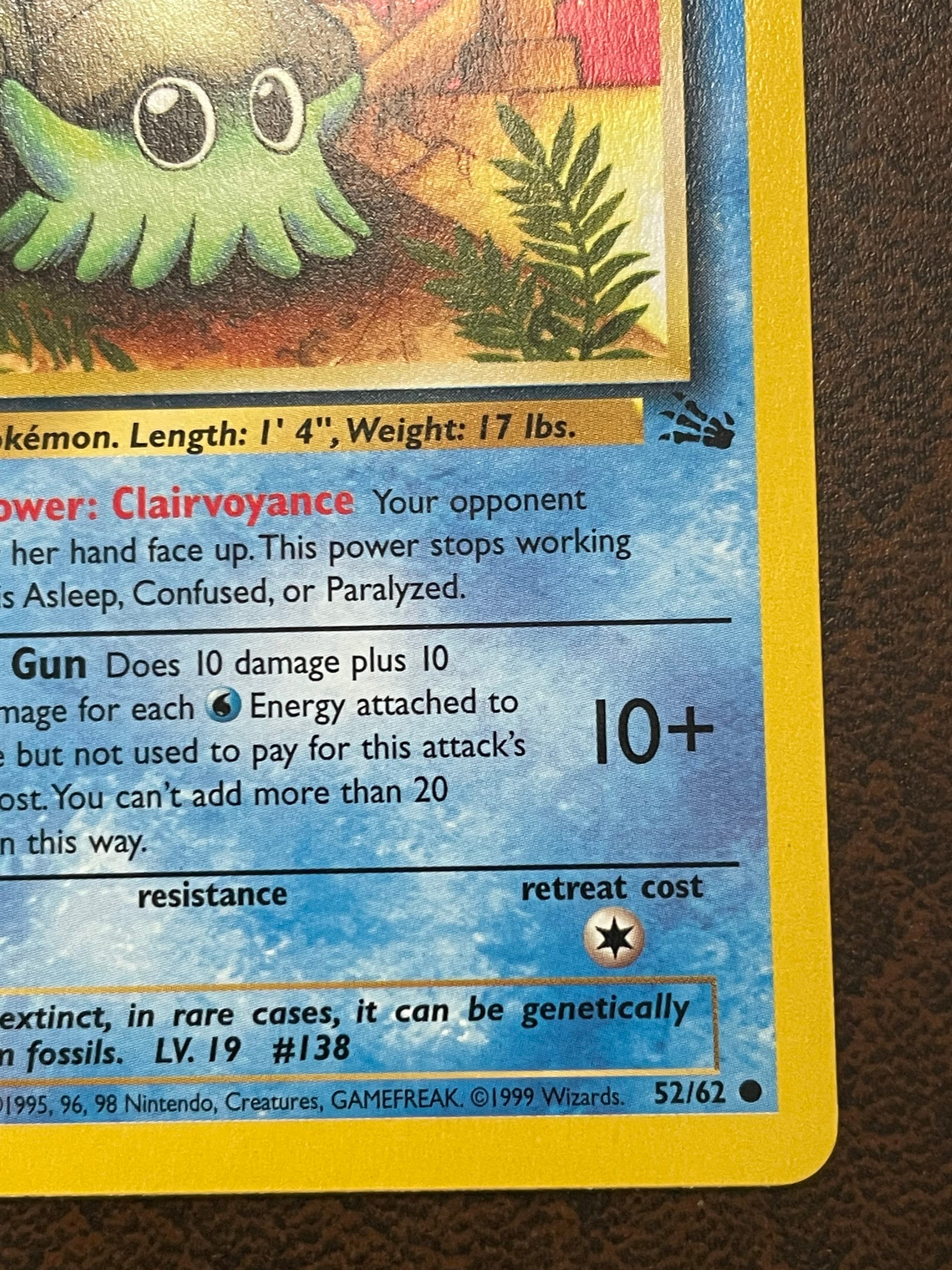 Pokemon Card, Omanyte, Fossil, Edition 1, 1999, 52/62 Wizards of the Coast  With Free Jigglypuff Card. Non-holo - Etsy