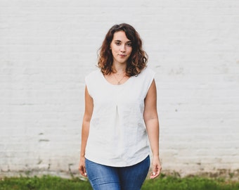 Handmade women's linen shirt | blouse | cottage core | modest | slow clothing | US made | custom orders | washed linen | classic style