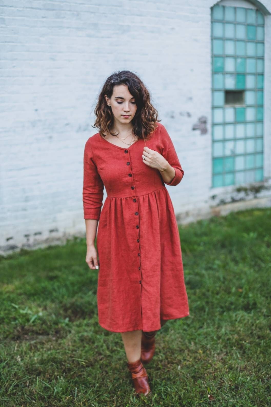 Women's Linen Dress Nursing Friendly 