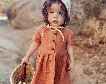 Organic linen girl's dress | classic | modest | ethical clothing | play dress | baby | toddler | girl | teen | big girl | made to order