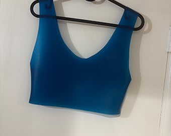 Blue Transparent Latex Crop Tank