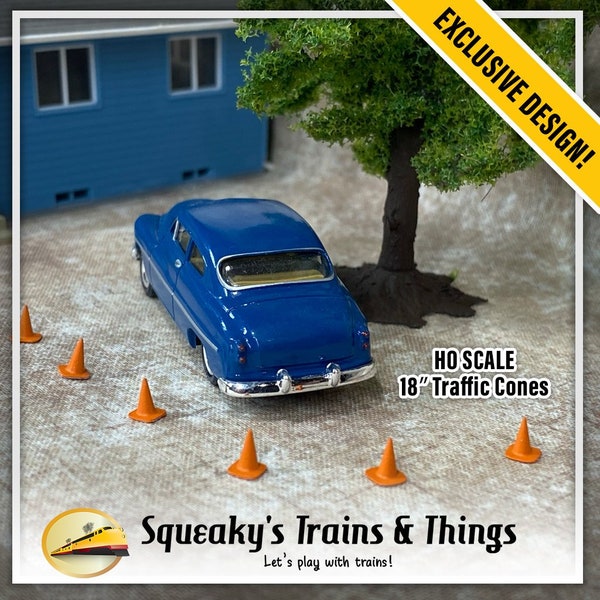 HO Scale (1:87) 18″ Traffic Construction Cones (10 Pack) - Painted & Unpainted - Made in USA | Next Day Shipping