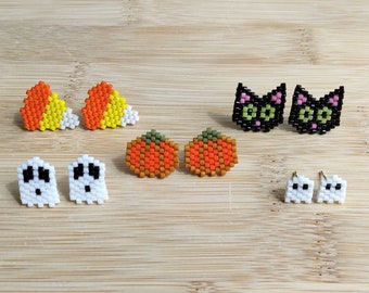 Beaded Fall Stud Earrings