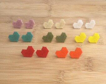 Heart Beaded Stud Earrings