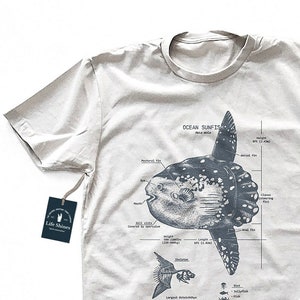 Mola Mola Anatomy Tshirt, Sunfish Tshirt, Marine Biology Shirt, Mola Mola Biology Shirt, Screen Printed Fish Shirt, Mola Mola Art