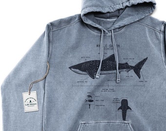 Whale Shark Anatomy Hoodie, Whale Shark Biologist Hoodie, Screen Printed Whale Shark Sweatshirt, Marine Biology Whale Shark Art