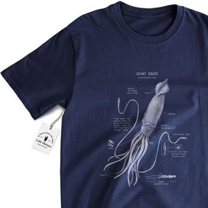 Giant Squid Anatomy T Shirt, Squid T Shirt, Giant Squid Biology, Cephalopod Shirt, Squid Screen Print, Marine Biologist Diagram Shirt