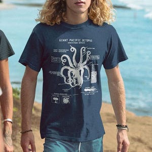 Octopus Anatomy T-shirt, Beach Tee, Octopus Shirt, Octopus Gifts, Marine Biology Gifts, Original Octopus Drawing